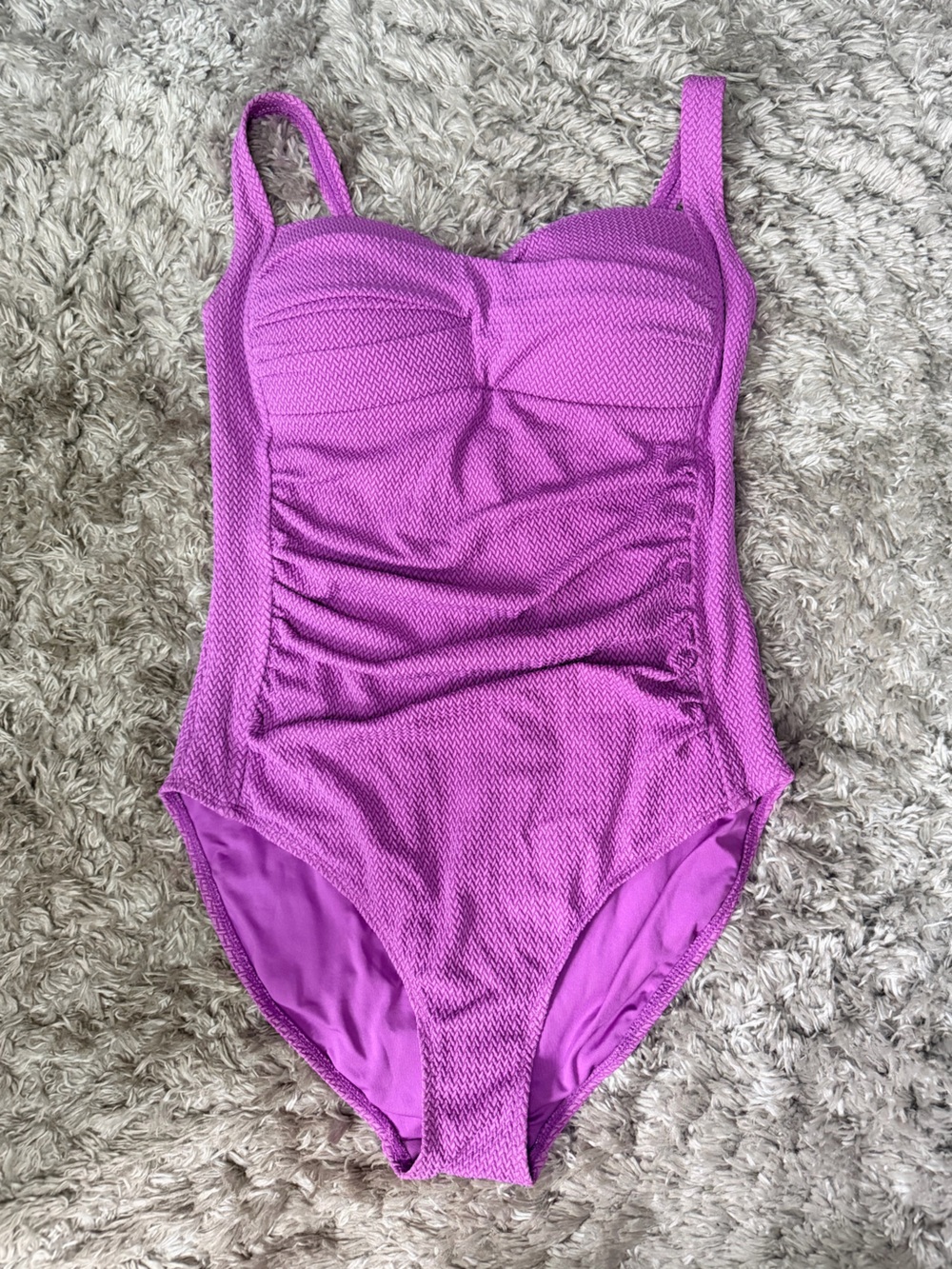 Textured Purple One-Piece Swimsuit with Supportive Bust